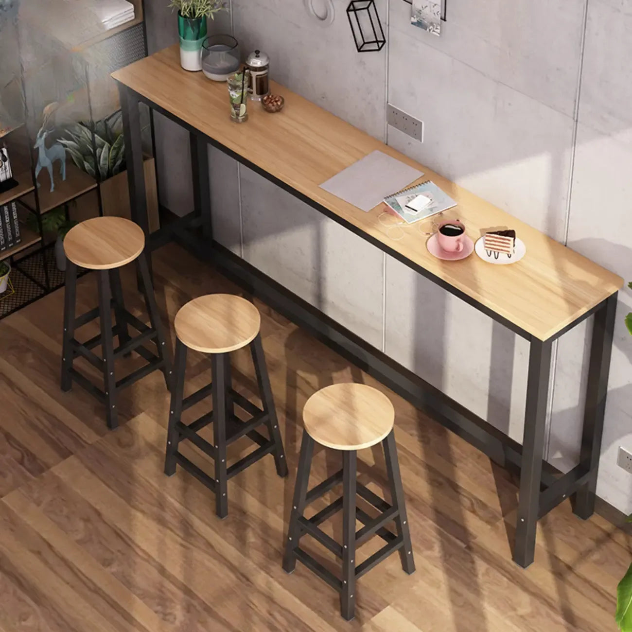 Simple White Counter Height Bar Table with Footrest for Home