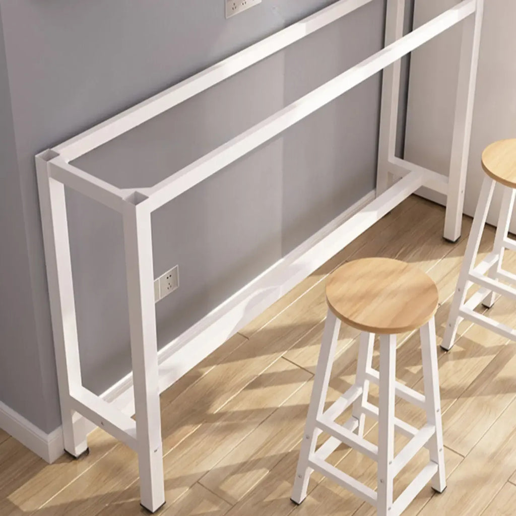 Simple White Counter Height Bar Table with Footrest for Home
