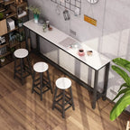 Simple White Counter Height Bar Table with Footrest for Home