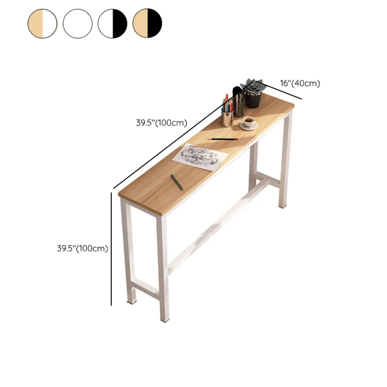 Simple White Counter Height Bar Table with Footrest for Home