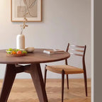Scandinavian Brown Ash Wood Round Dining Table