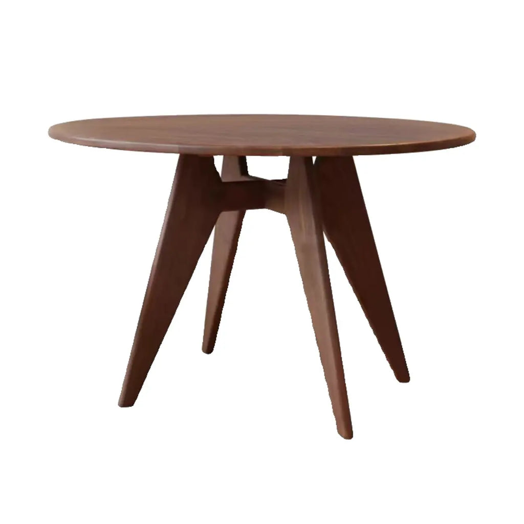 Scandinavian Brown Ash Wood Round Dining Table