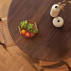 Scandinavian Brown Ash Wood Round Dining Table