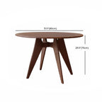 Scandinavian Brown Ash Wood Round Dining Table