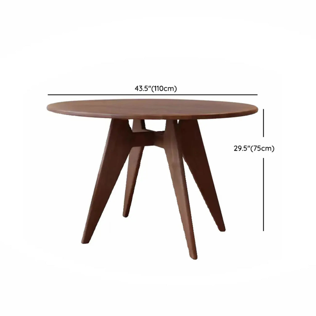 Scandinavian Brown Ash Wood Round Dining Table