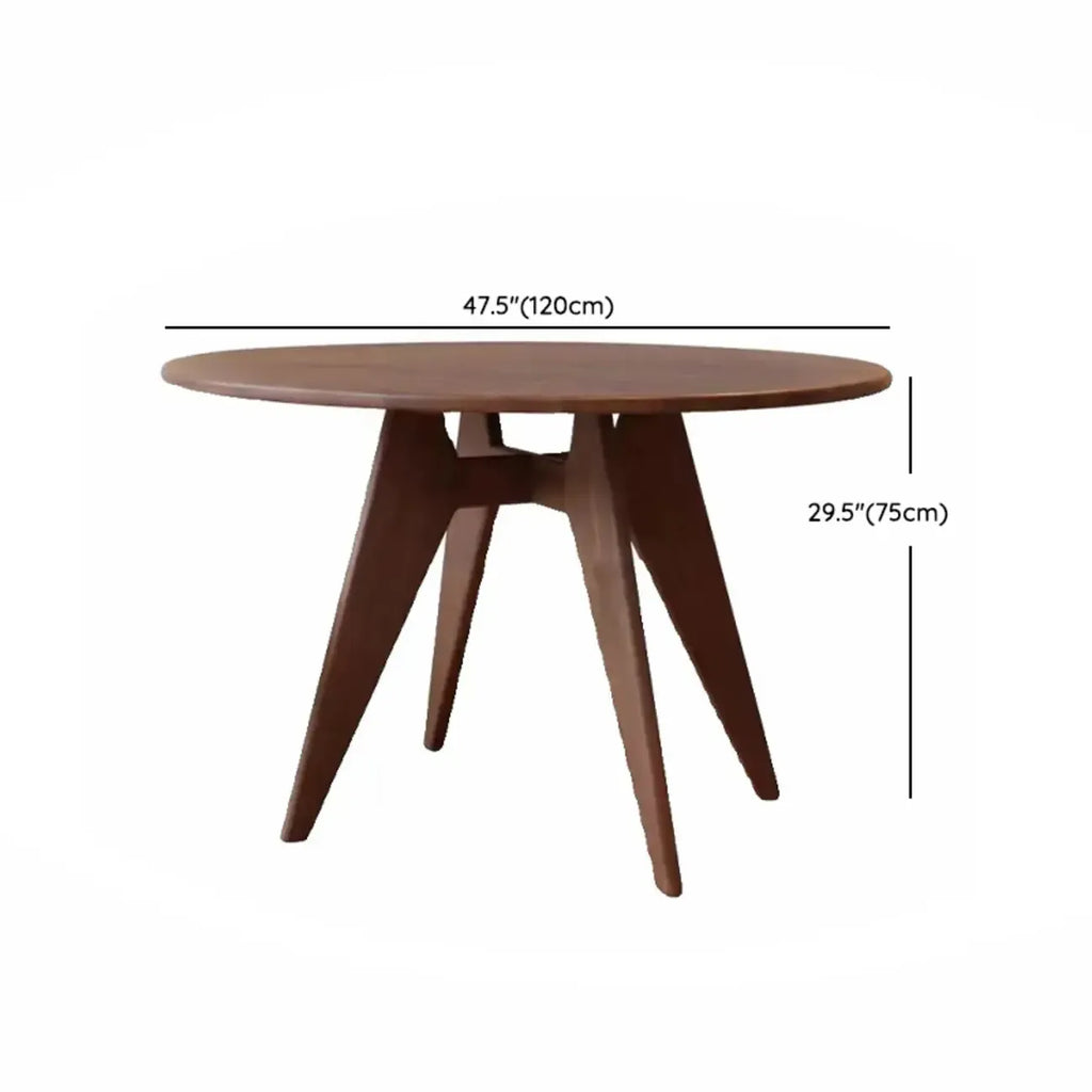 Scandinavian Brown Ash Wood Round Dining Table