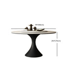 Modern Black Pedestal White Stone Top Round Dining Table