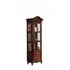 Antique Nut-Brown Wooden Glass Display Storage Cabinet