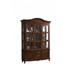 Antique Nut-Brown Wooden Glass Display Storage Cabinet