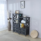 Antique Chic Open Back Black Wood Storage Bookcase