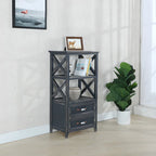 Antique Chic Open Back Black Wood Storage Bookcase