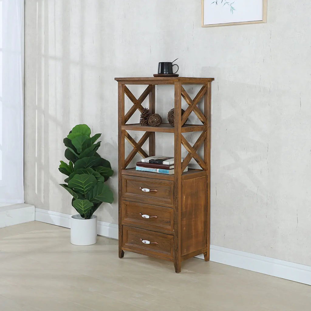 Antique Chic Open Back Black Wood Storage Bookcase