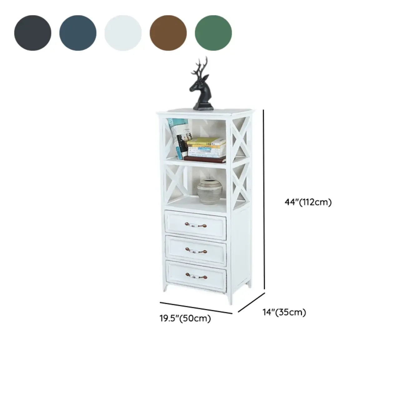 Antique Chic Open Back Black Wood Storage Bookcase
