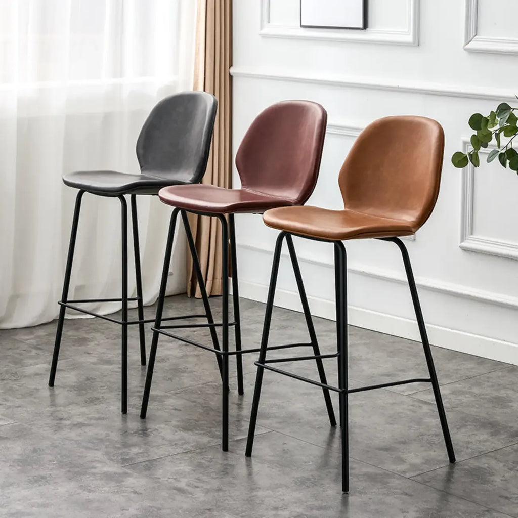 Modern Metal Frame Leather Bar Stool Counter Height