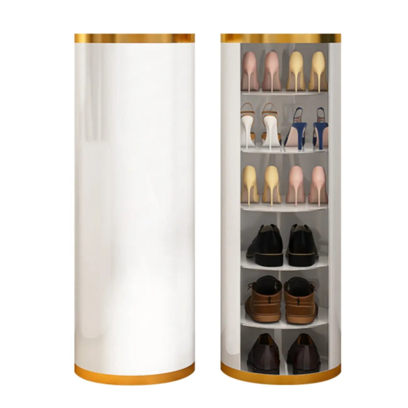 Rotatable Cylindrical Metal Shoe Storage Cabinet