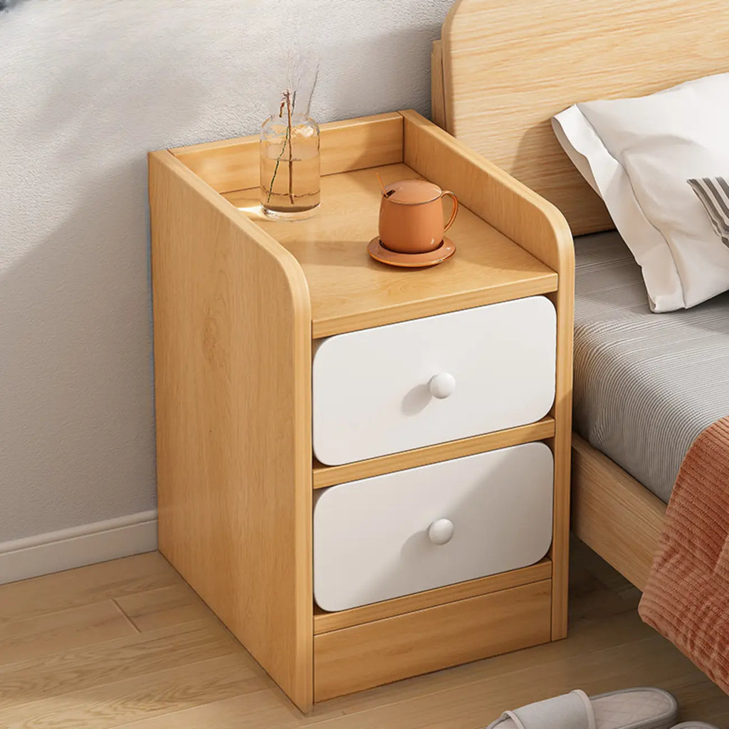 Modern Bedside Table with Drawers - White Nightstand