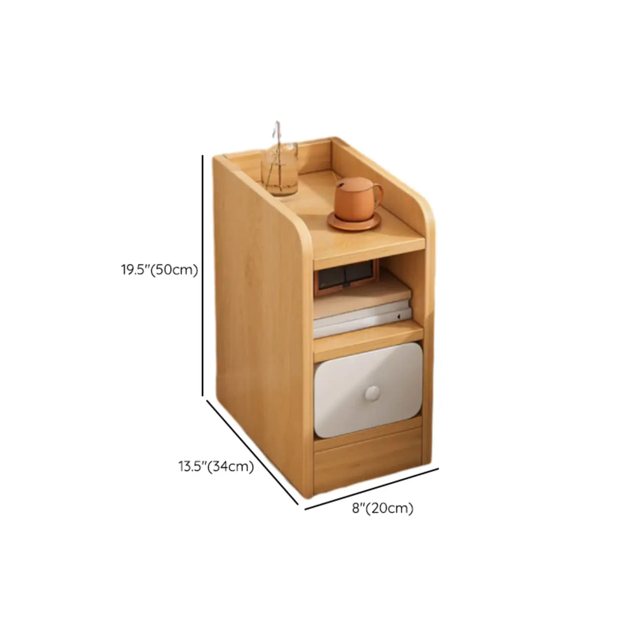 Modern Bedside Table with Drawers - White Nightstand