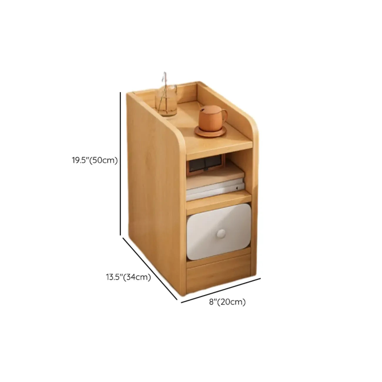 Modern Bedside Table with Drawers - White Nightstand