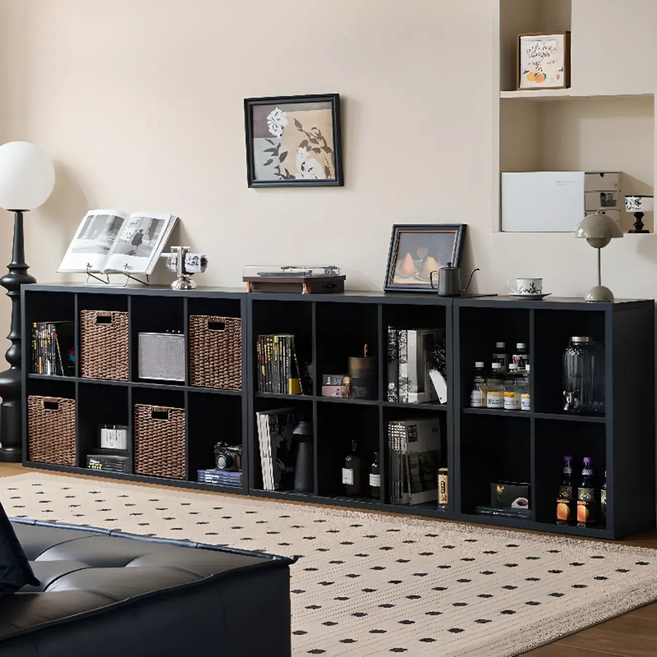 Black Horizontal Bookcases Cube Organizer Closed Back