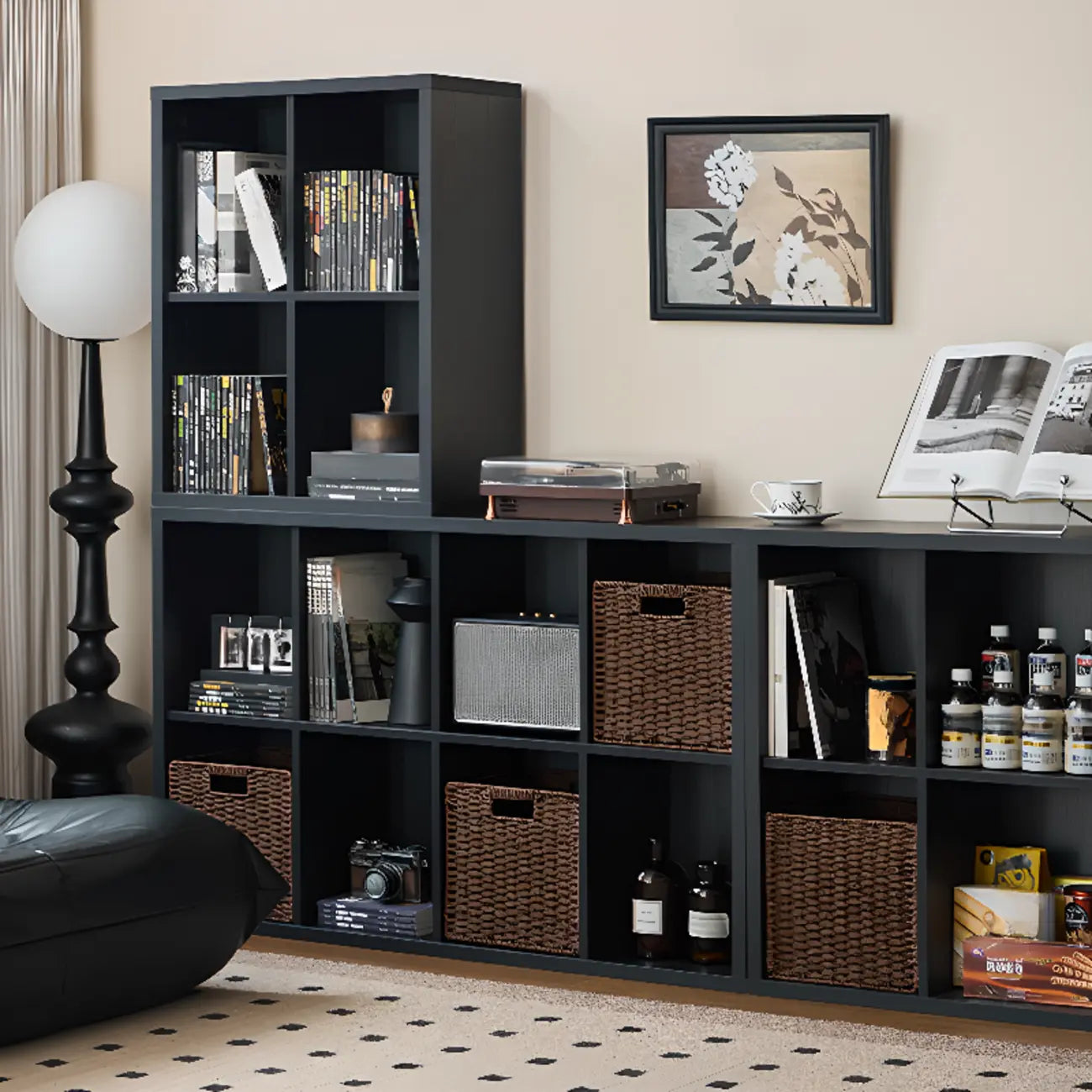 Black Horizontal Bookcases Cube Organizer Closed Back