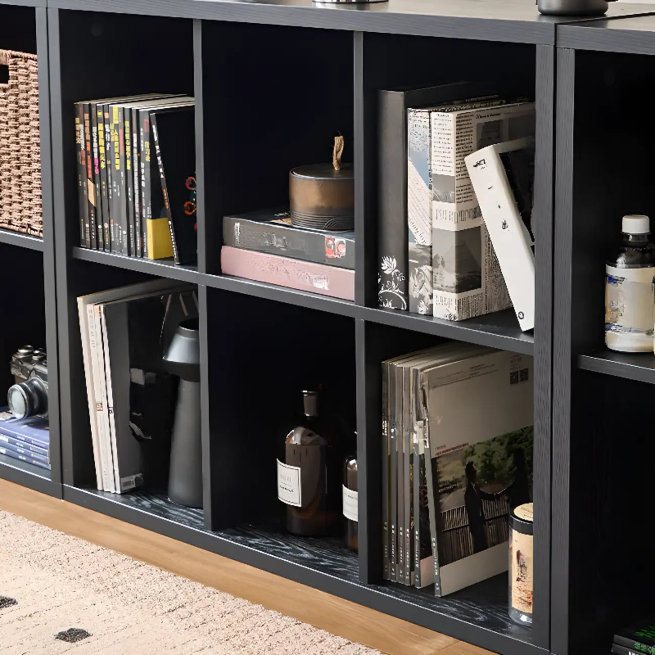 Black Horizontal Bookcases Cube Organizer Closed Back