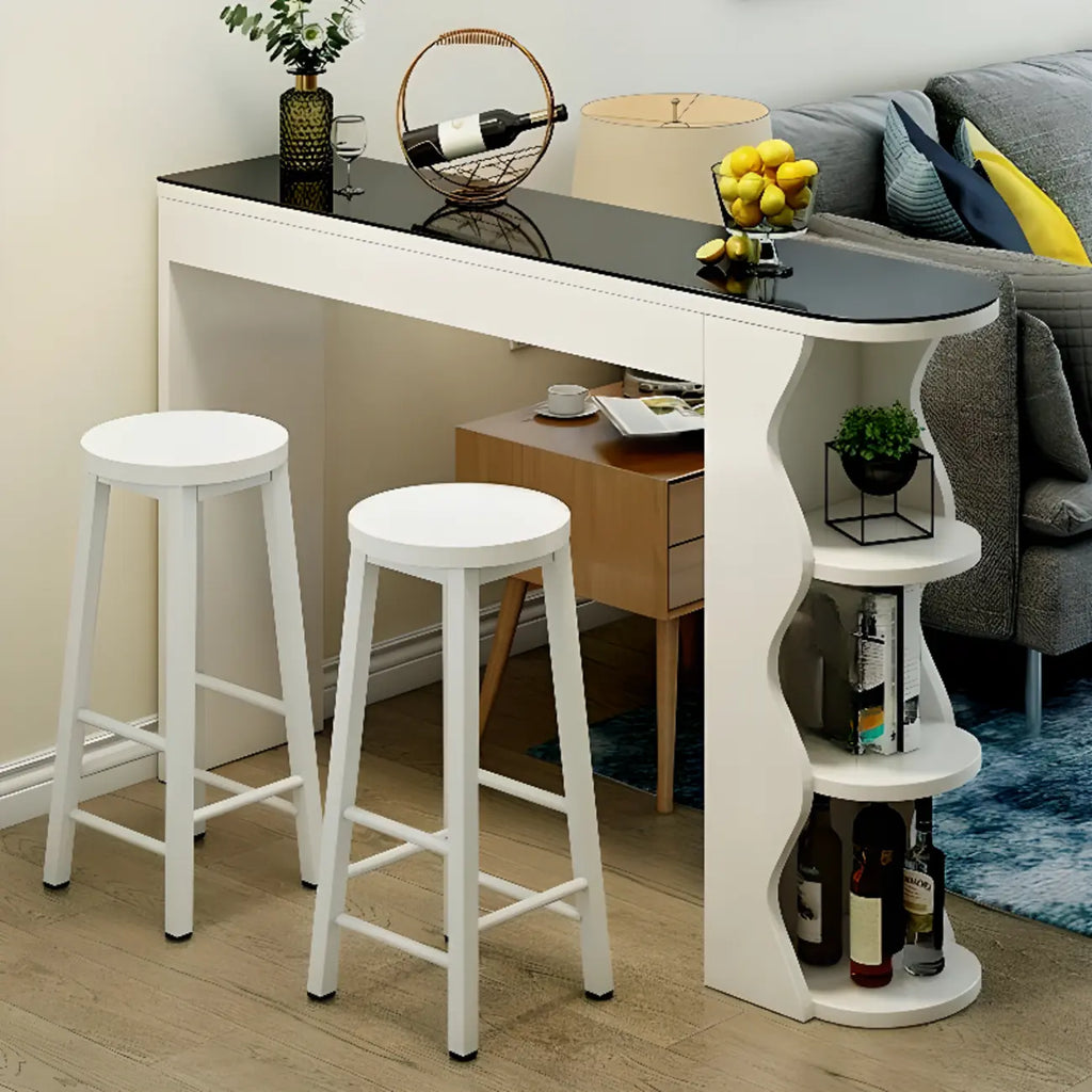 Irregular Coal Toughened Glass Wooden Storage Bar Tables