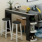 Irregular Coal Toughened Glass Wooden Storage Bar Tables