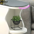 Irregular Coal Toughened Glass Wooden Storage Bar Tables