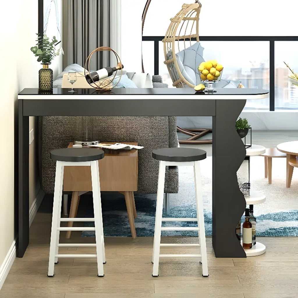 Irregular Coal Toughened Glass Wooden Storage Bar Tables