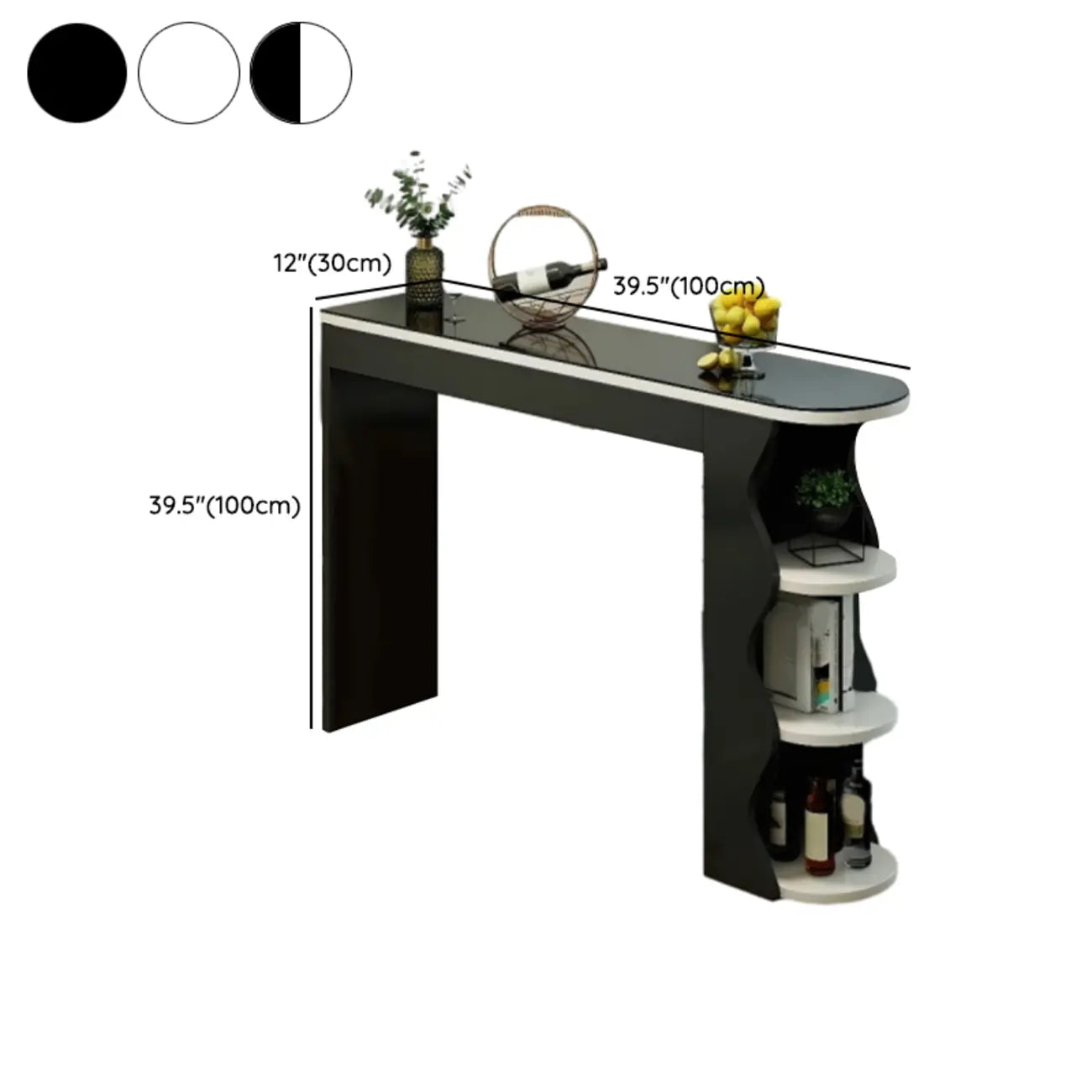 Irregular Coal Toughened Glass Wooden Storage Bar Tables