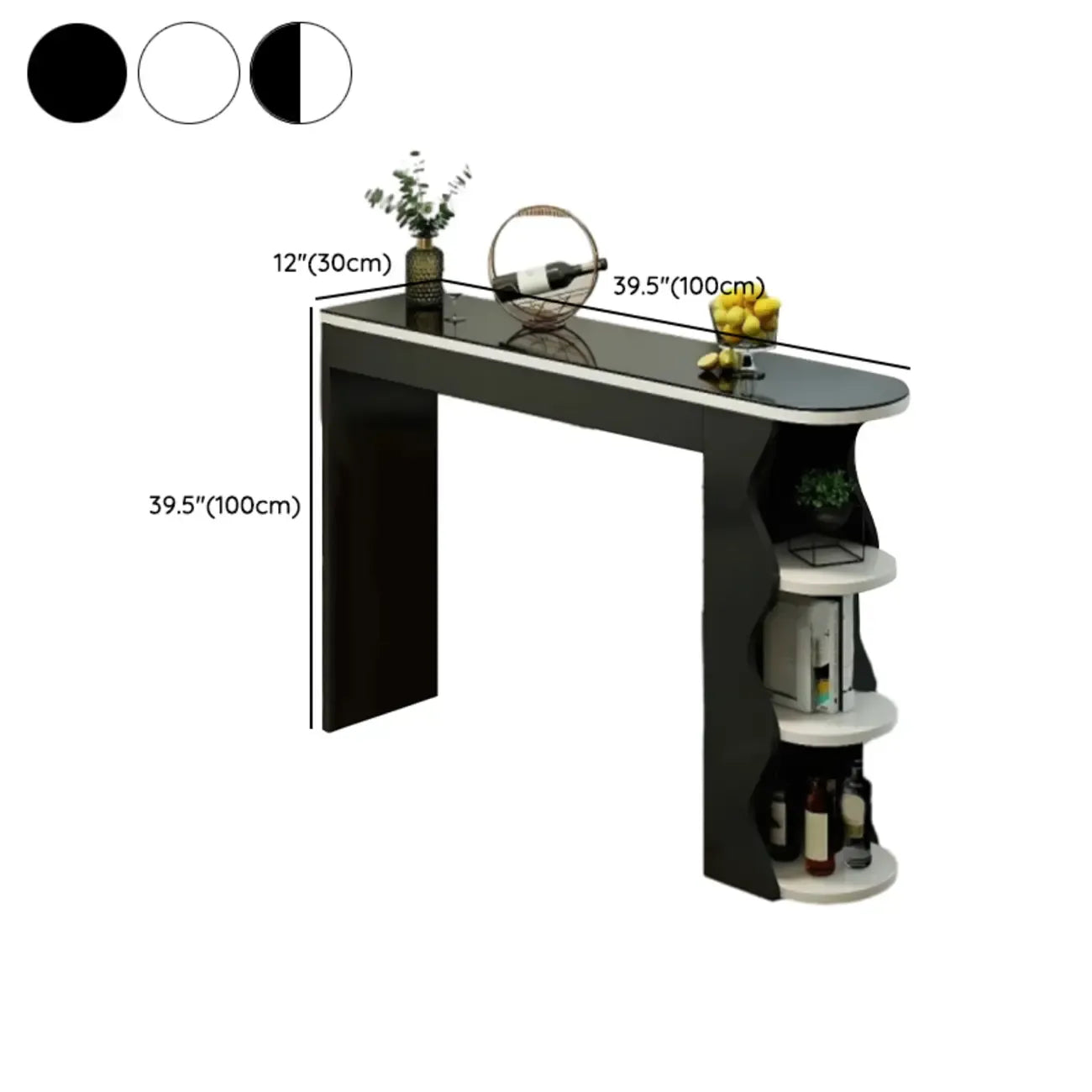 Irregular Coal Toughened Glass Wooden Storage Bar Tables