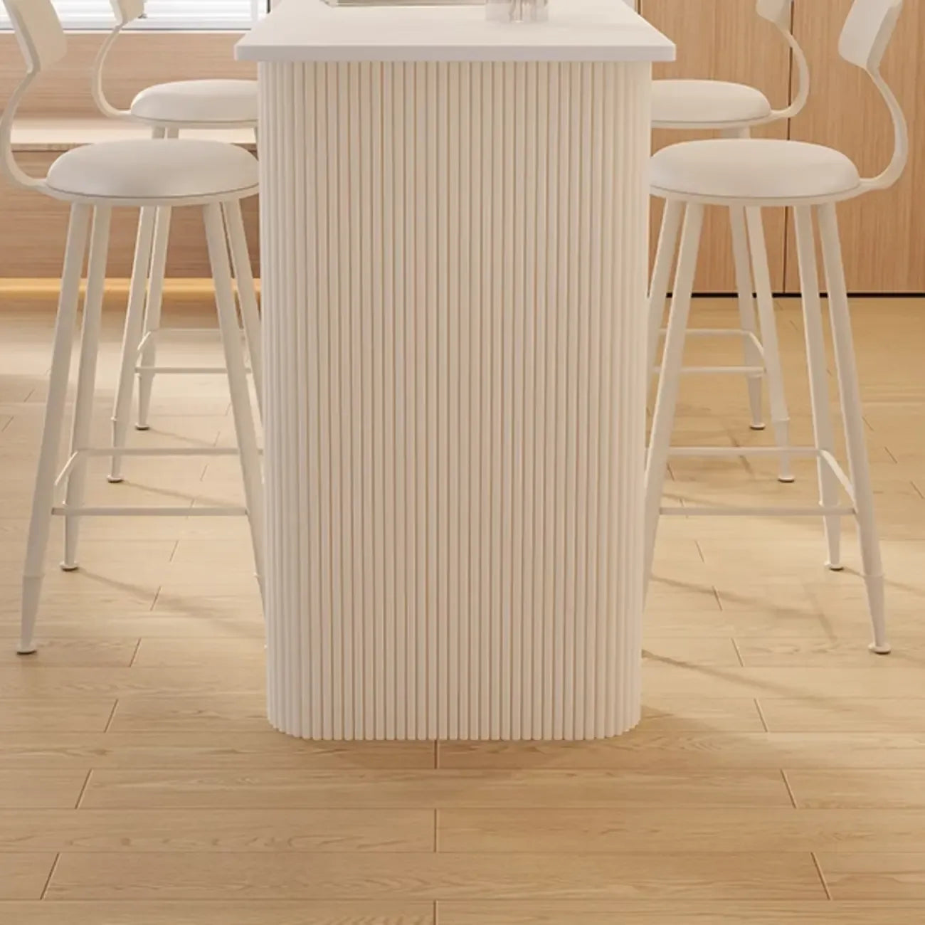 Modern White Stone Top Metal Double Pedestal Bar Tables