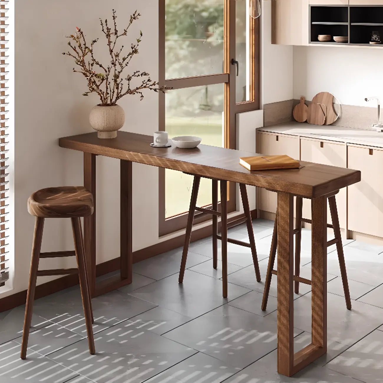 Rustic Cocoa Pine Fixed Top Sled Bar Tables