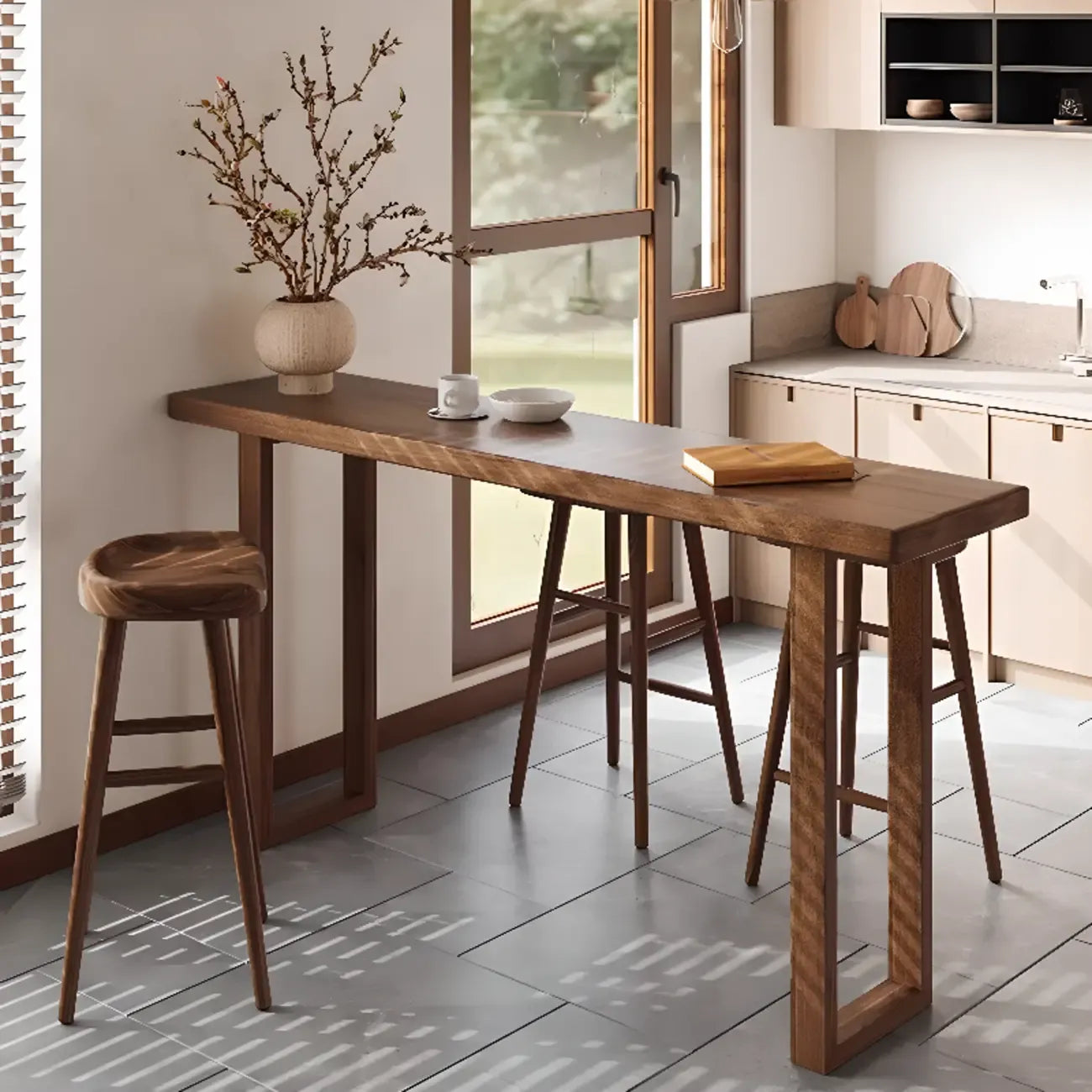 Rustic Cocoa Pine Fixed Top Sled Bar Tables