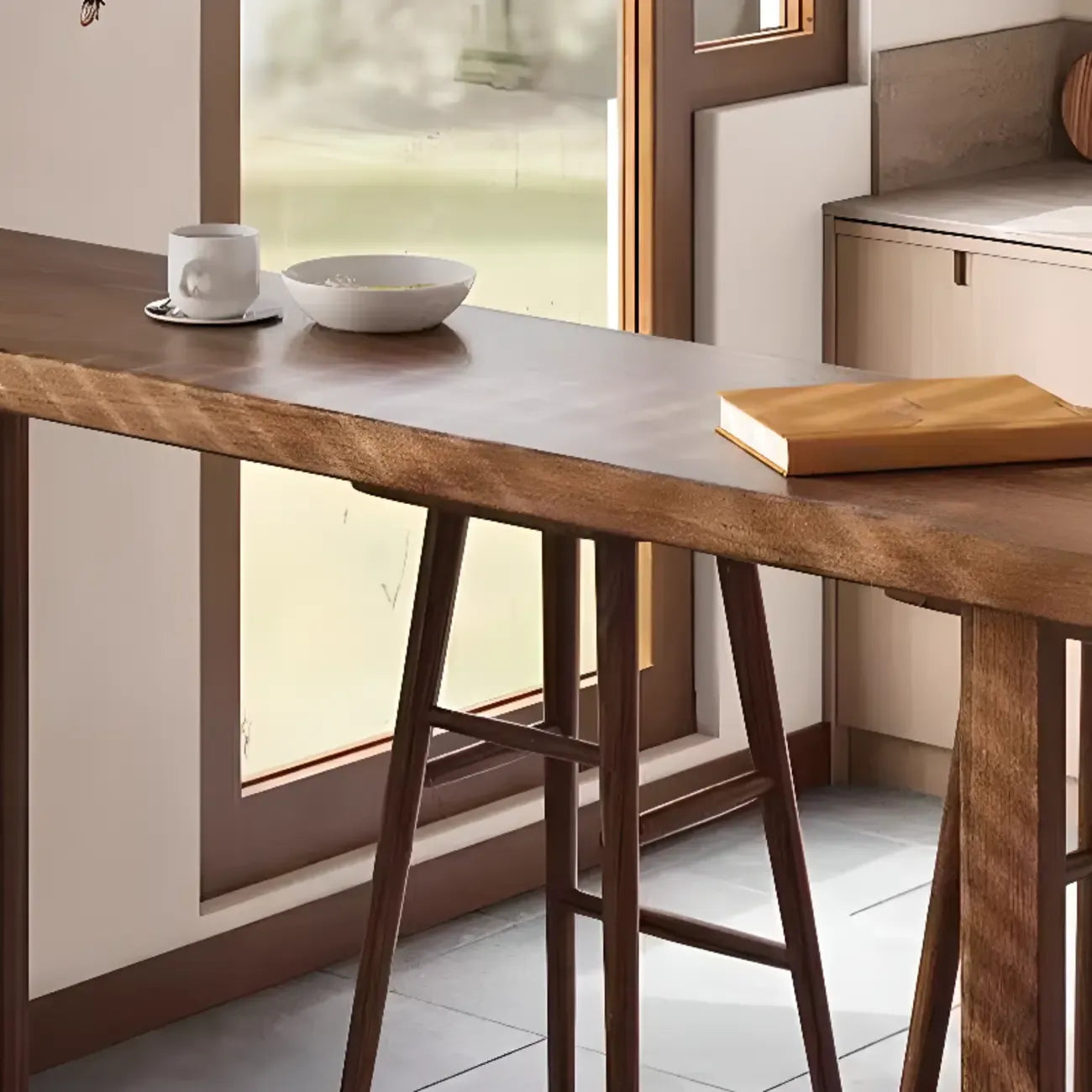 Rustic Cocoa Pine Fixed Top Sled Bar Tables