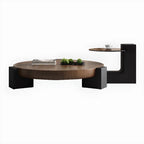 Reclaimed Wood Black Brown Round Coffee Table
