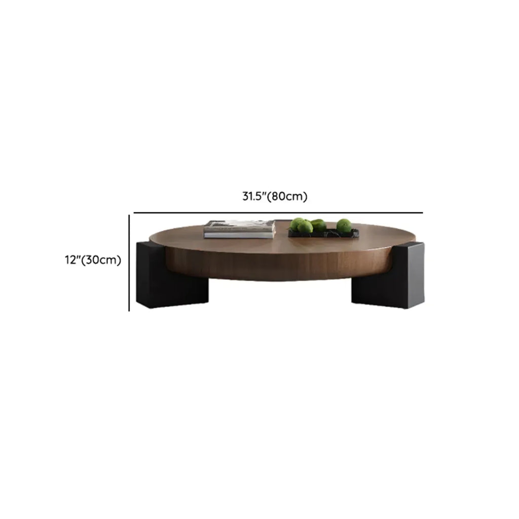 Reclaimed Wood Black Brown Round Coffee Table