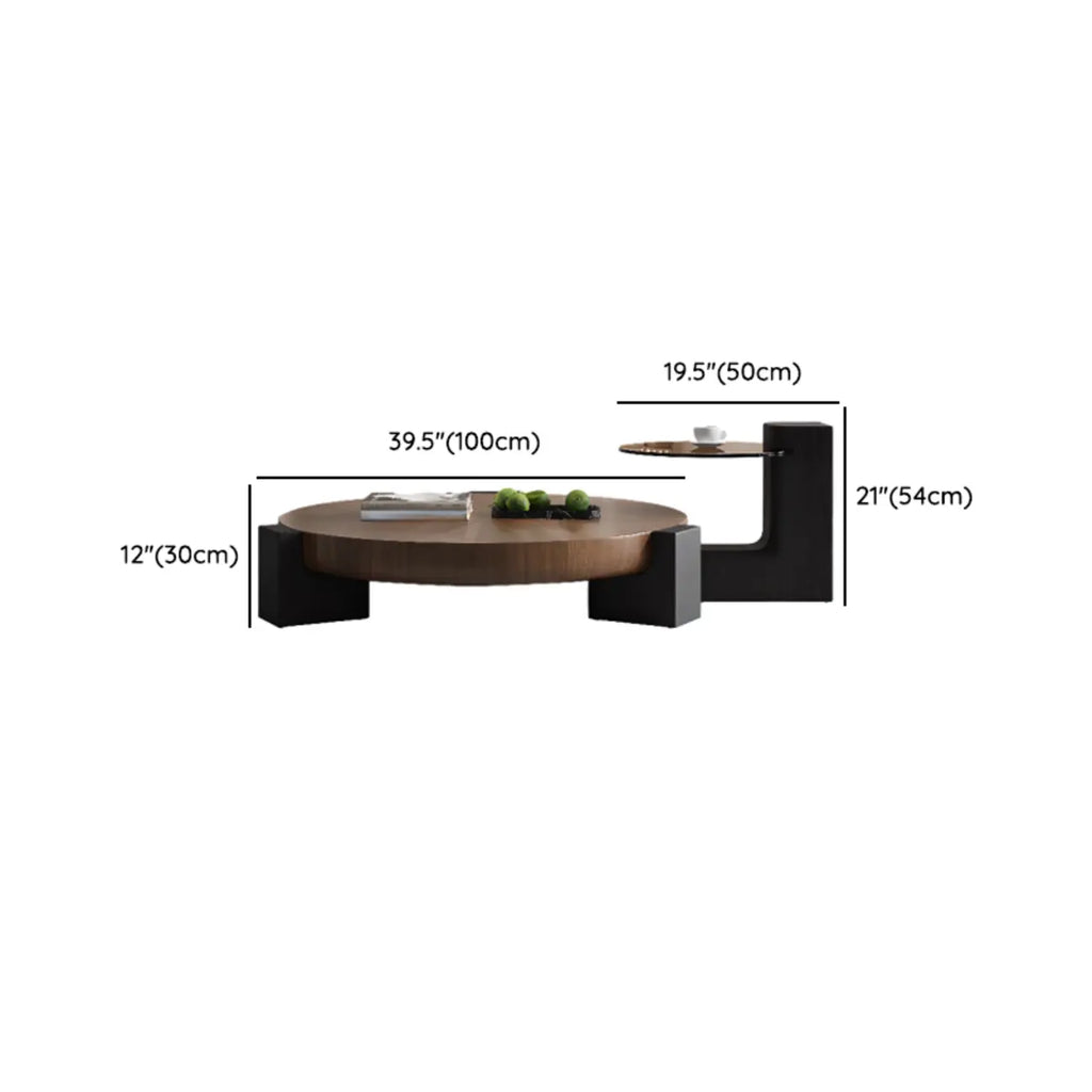 Reclaimed Wood Black Brown Round Coffee Table