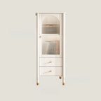 Modern Black Gold Wood Adjustable Shelves Glass Door Cabinet