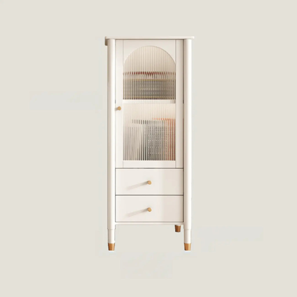 Modern Black Gold Wood Adjustable Shelves Glass Door Cabinet