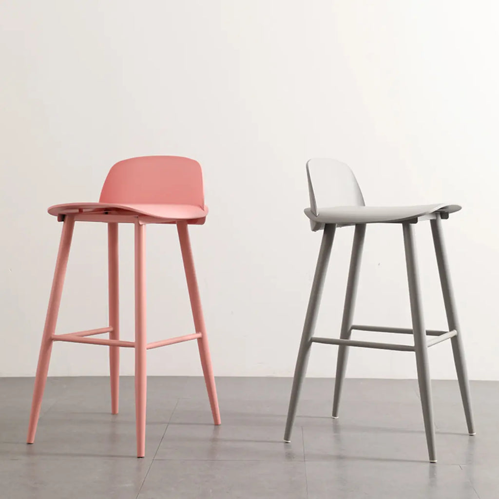 Contemporary Light Gray Plastic Saddle Low Back Bar Stools