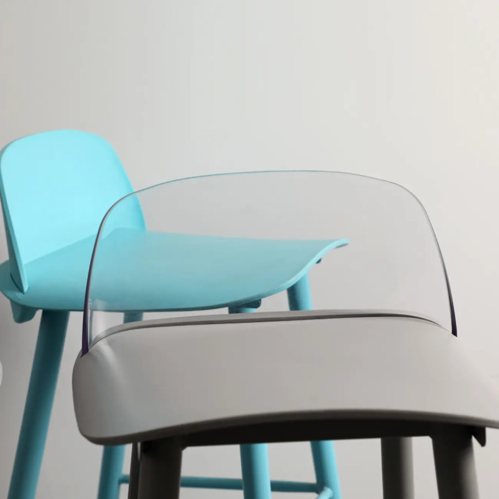 Contemporary Light Gray Plastic Saddle Low Back Bar Stools