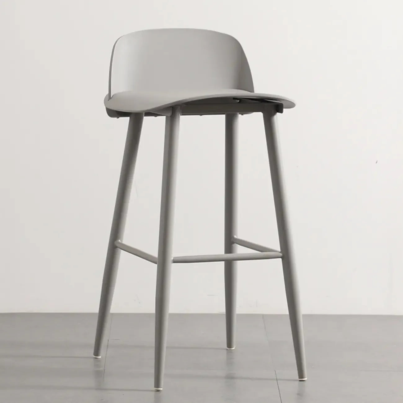Contemporary Light Gray Plastic Saddle Low Back Bar Stools