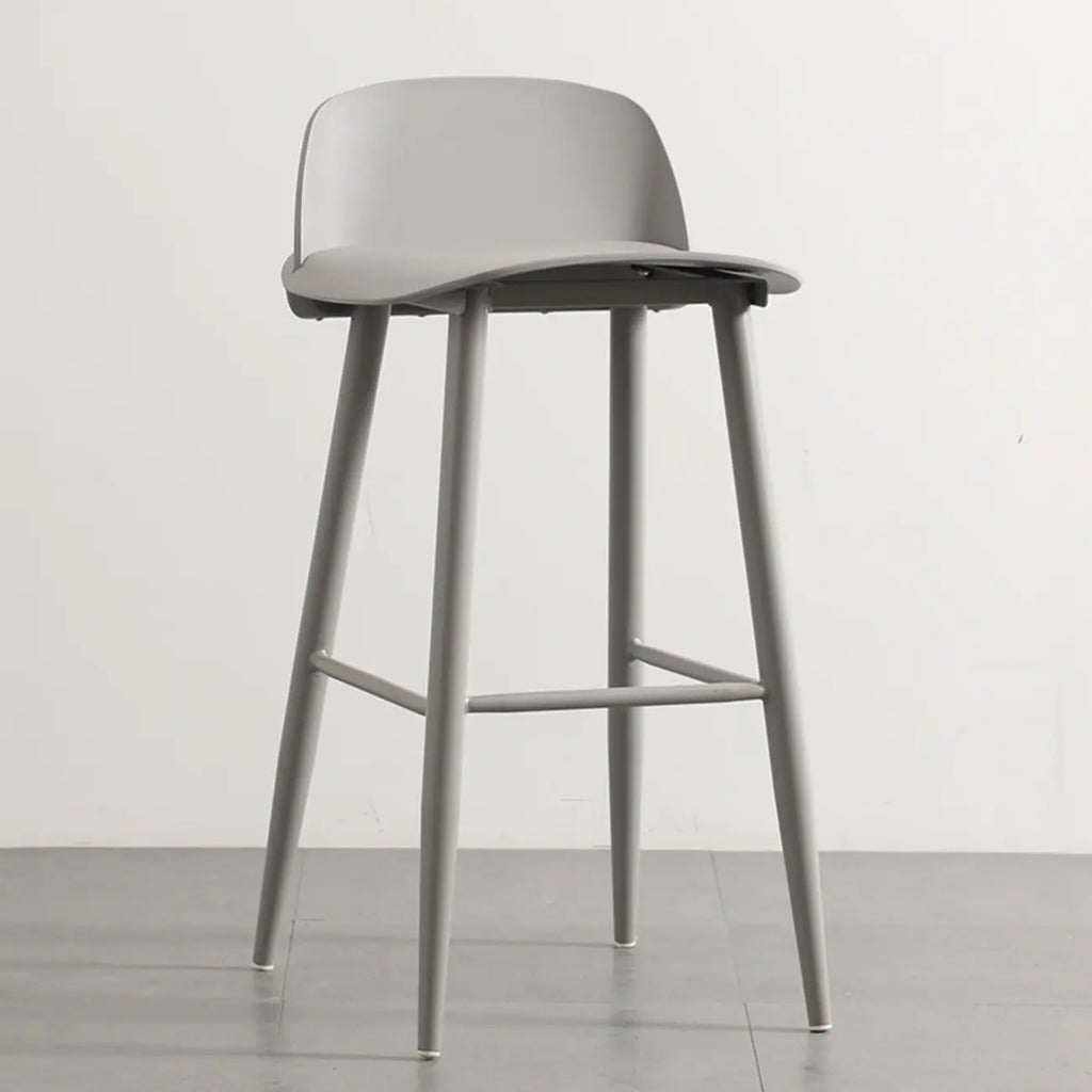 Contemporary Light Gray Plastic Saddle Low Back Bar Stools