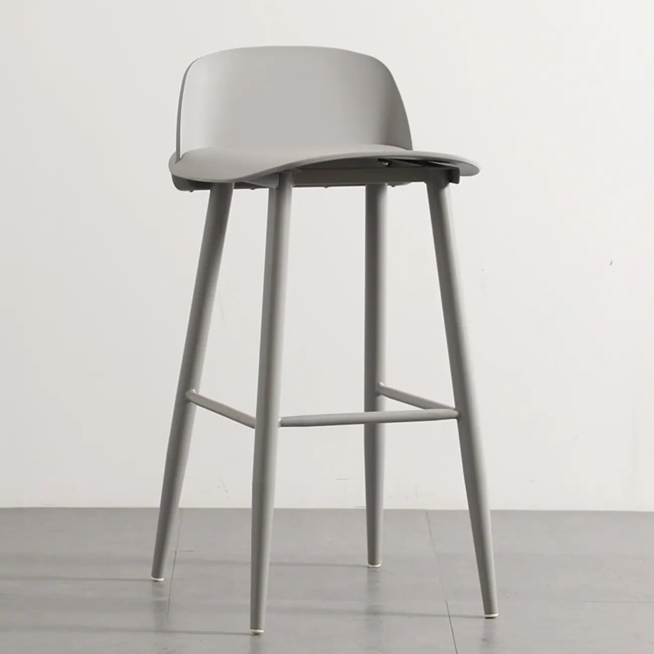 Contemporary Light Gray Plastic Saddle Low Back Bar Stools