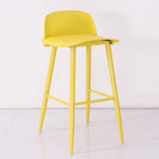 Contemporary Light Gray Plastic Saddle Low Back Bar Stools