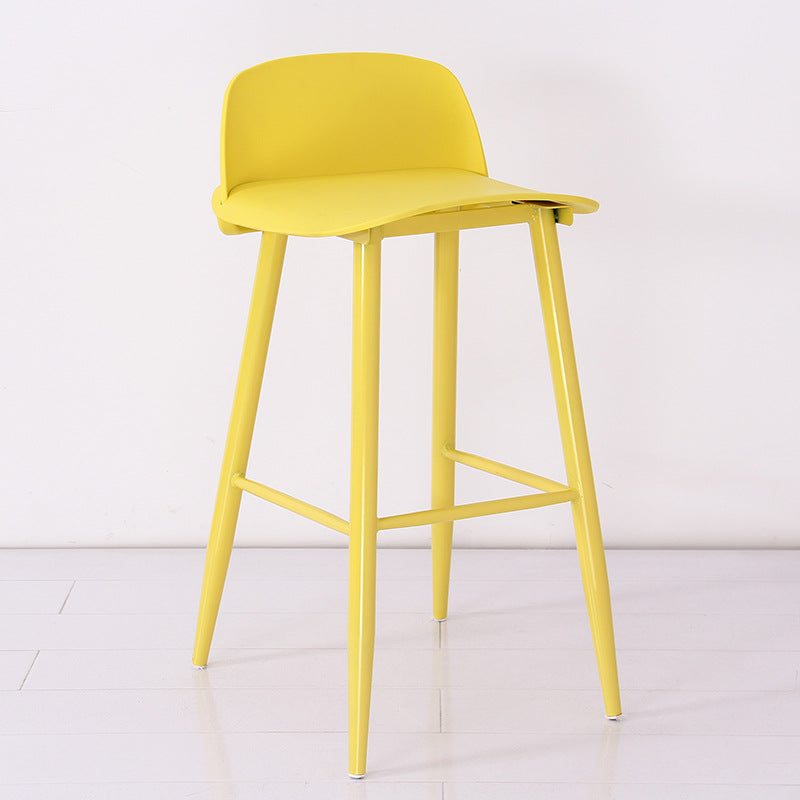Contemporary Light Gray Plastic Saddle Low Back Bar Stools
