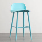 Contemporary Light Gray Plastic Saddle Low Back Bar Stools