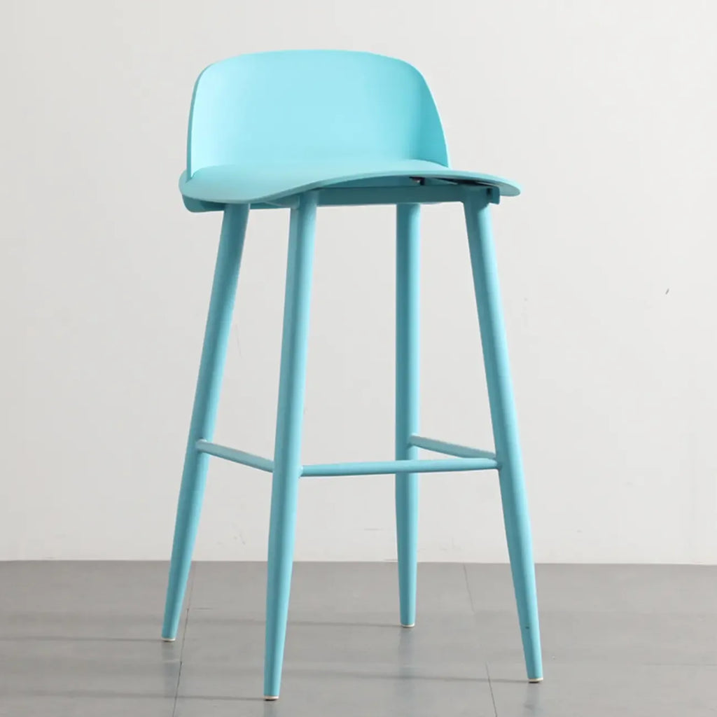 Contemporary Light Gray Plastic Saddle Low Back Bar Stools