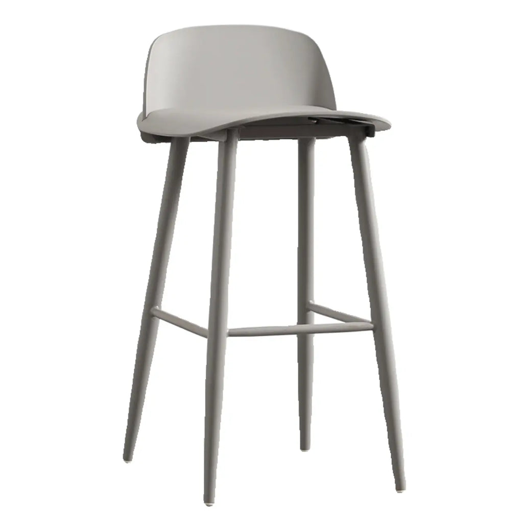Contemporary Light Gray Plastic Saddle Low Back Bar Stools